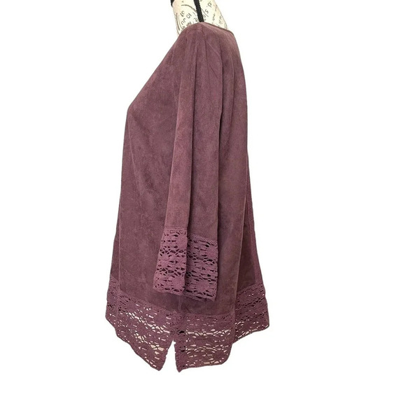 Soft Surroundings Susina Faux Suede Lace Tunic Size Large - Picture 4 of 9